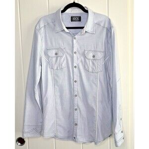 Buckle Black Mens XL Tailored Fit Button Up Shirt Light Blue Long Sleeve Western